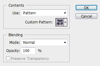 How to select pattern fill options in photoshop