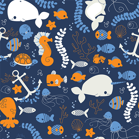 Ocean Friends Seamless Pattern