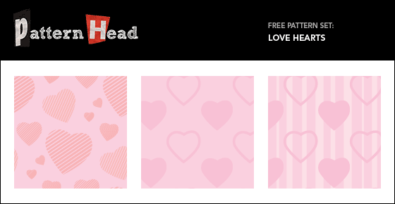 Free love hearts repeat patterns from Patternhead.com