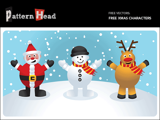 Free Christmas vectors of Father Christmas, Snowman and Reindeer